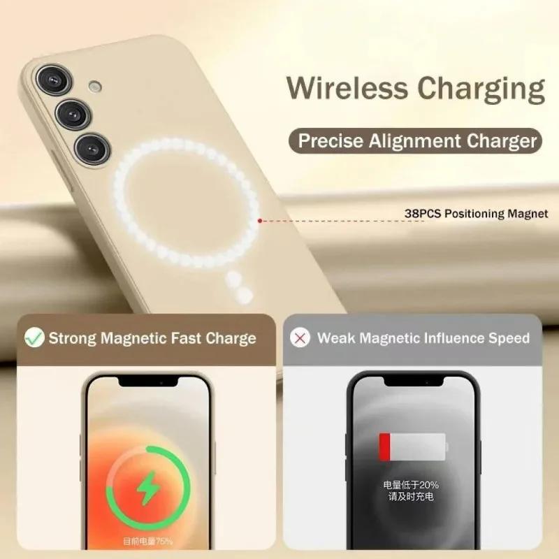 Жидкий силикон для чехла Magsafe Wireless Charge для Samsung Galaxy S25 S24 Ultra S23 S22 S21 A55 A15 A35 A05 Противоударный чехол