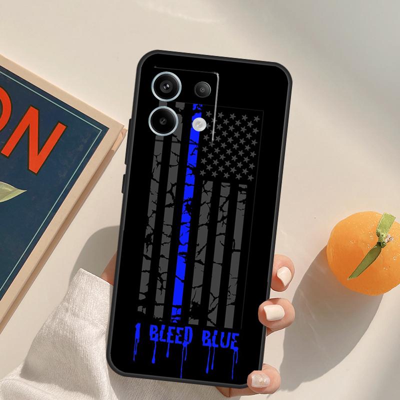 Полицейский флаг Тонкая синяя линия Чехол Для Xiaomi Redmi Note 14 Pro 9 10 11 12 13 Pro 10S 11S 12S Redmi 10C 12C 13C 14C