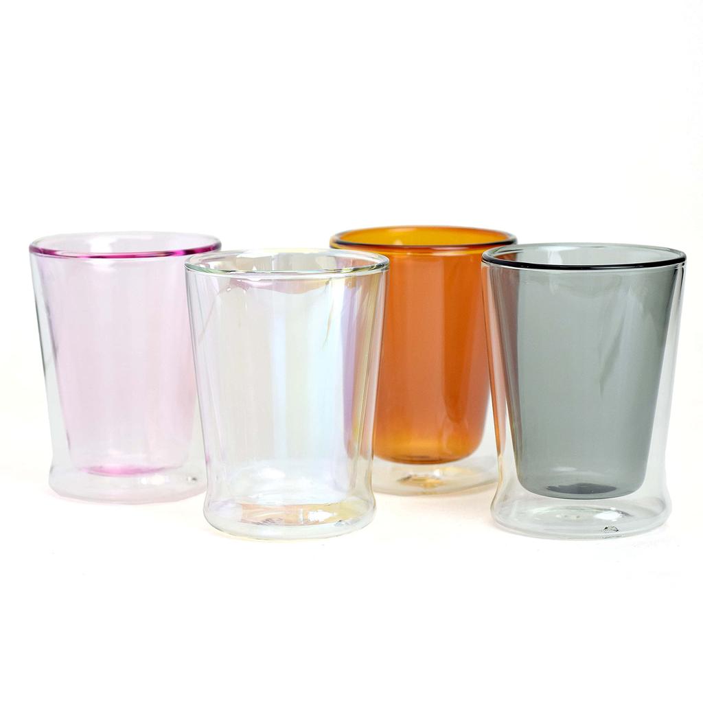 Maehata Thermoglass 250ml Rocks Insulates Hot and Cold Nuit Amber Tumbler, Cup, Heat-Resistant Double-Walled Glass, Drinks,