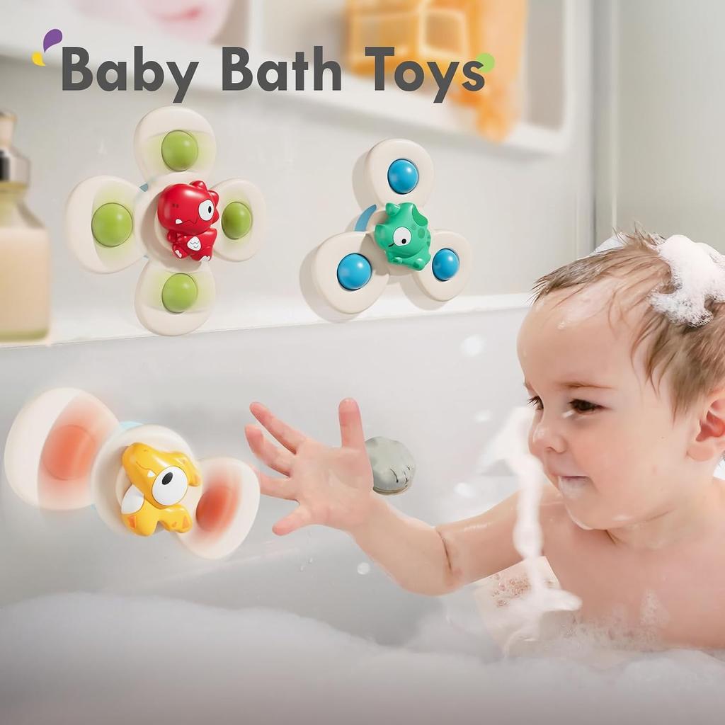3 suction cup spinning toys, suitable for 1-year-old boys and girls | 12-18 month tops | Birthday gift for 1-2 year old boys |