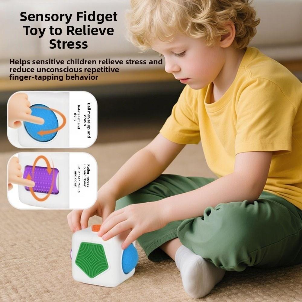 Multi-Faceted Sensory Hexahedron Geometry Hexahedron Geometry Sensory Cube Diy Design Silicone Material Fingertip Roller