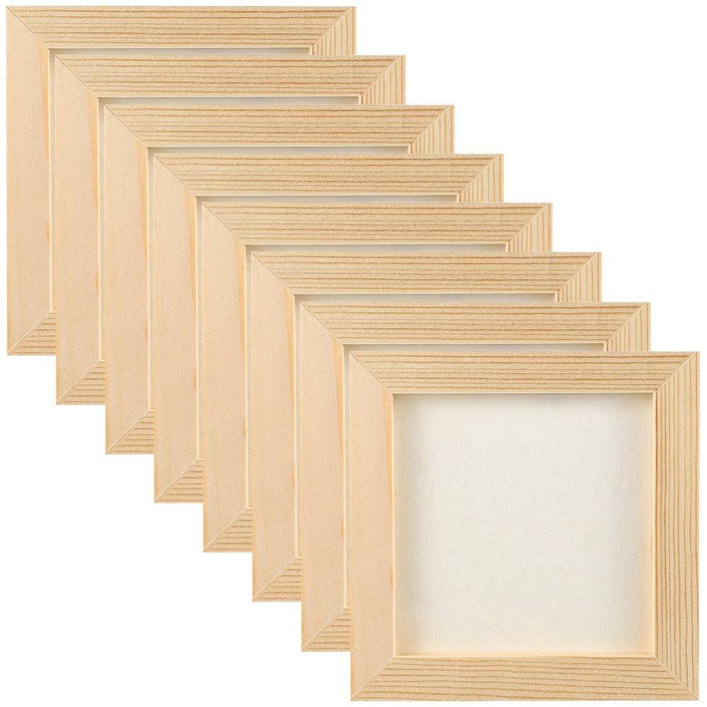 8-5pcs Unfinished Picture Frame Wood DIY Painting Frame Clay Wooden Blank Frames