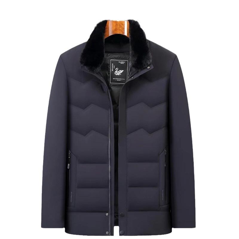 Мужская зимняя утолщенная короткая повседневная теплая куртка с лацканами большого размера
