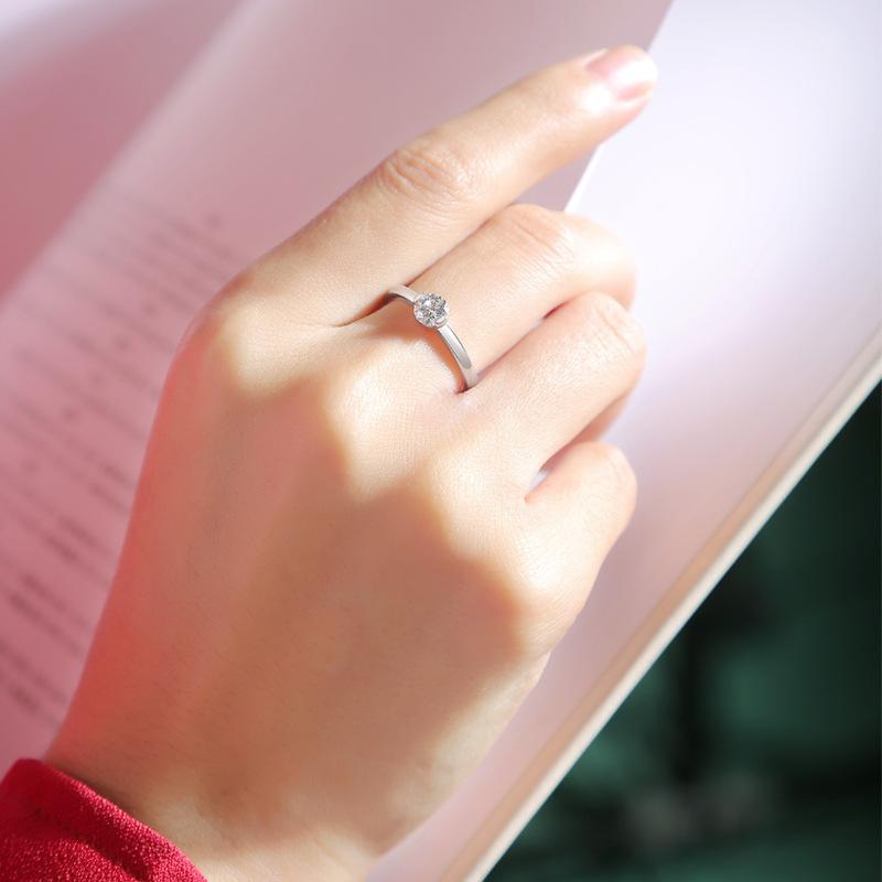 Bague Ringen S925 Простое школьное кольцо с муассанитом 0,5 карата можно открыть, чтобы скорректировать тренд модных аксессуаров