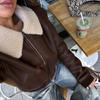 Autumn and Winter Murad Colour Fur Patchwork Lapel Casual Leather Warm Jacket