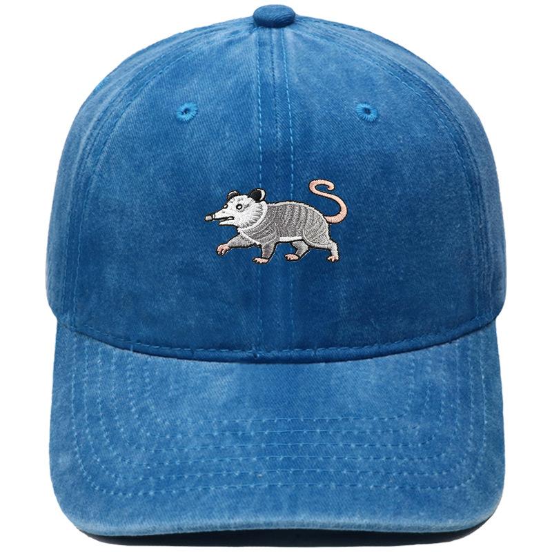 New cartoon possum embroidered baseball cap washed retro dad hat personalized men's and women's leisure sports hat
