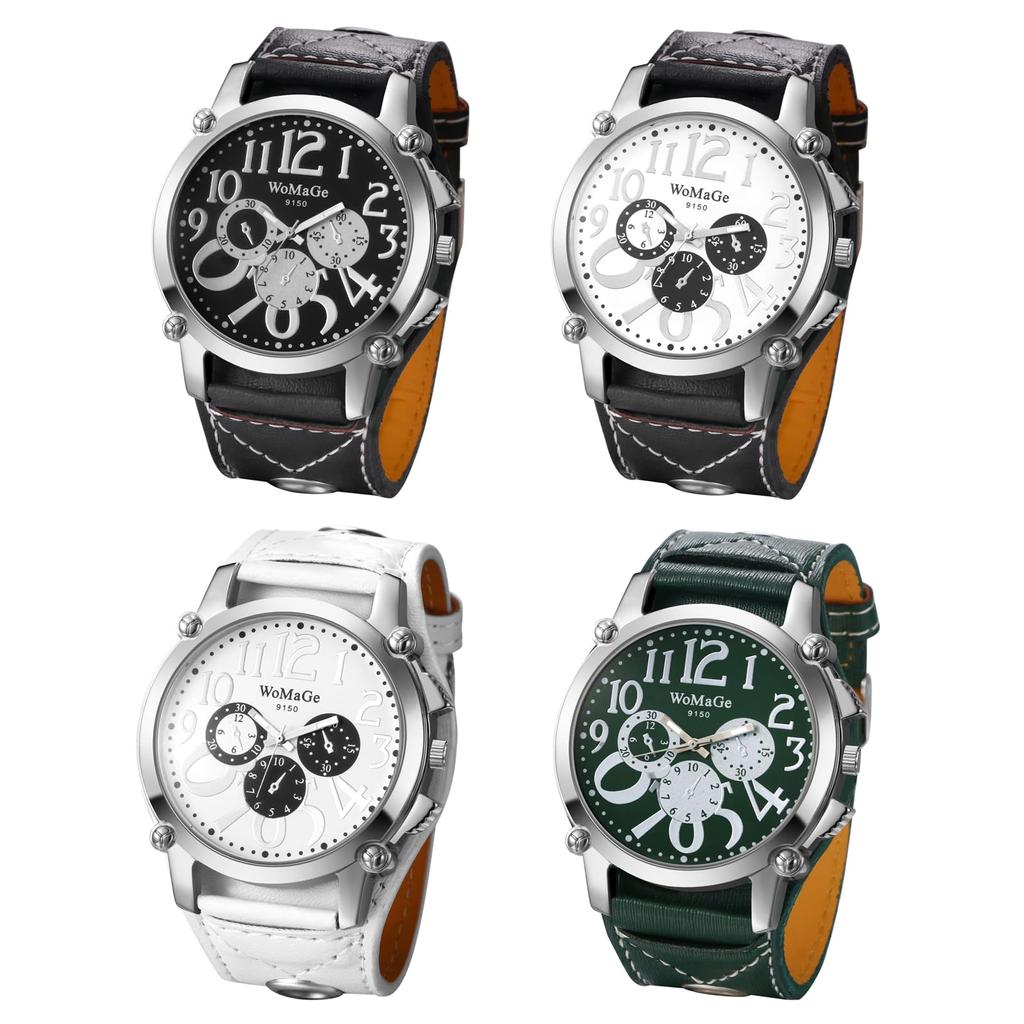 Leather Rock Punk Stylish Analog Quartz Leather Strap Small Second Decoration Waterproof Accessories Birthday Christmas Day Present Men's Watch Men's