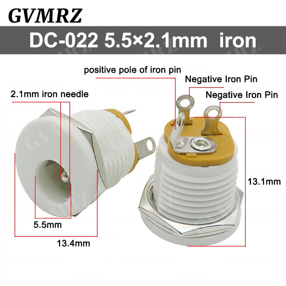 10PCS/lot DC022 DC-022 5.5x2.1mm DC Power Socket 5.5*2.5mm DC Connector 5.5*2.1 Round Hole Interface Panel Socket 3.5x1.3mm