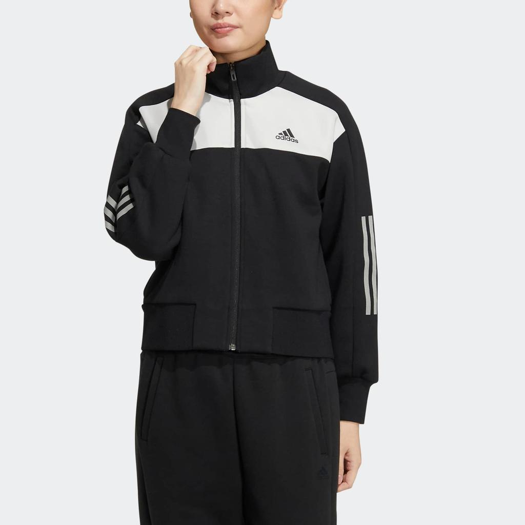 Adidas Трикотажная спортивная куртка Essentials с 3 полосками, женская верхняя одежда, черный HM7090