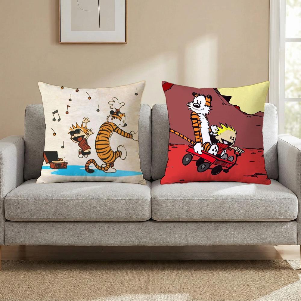 Чехол на подушку C-Calvin and H-Hobbes, универсальный чехол для дома и автомобиля - Двусторонний, мягкий и прочный для повседневного использования
