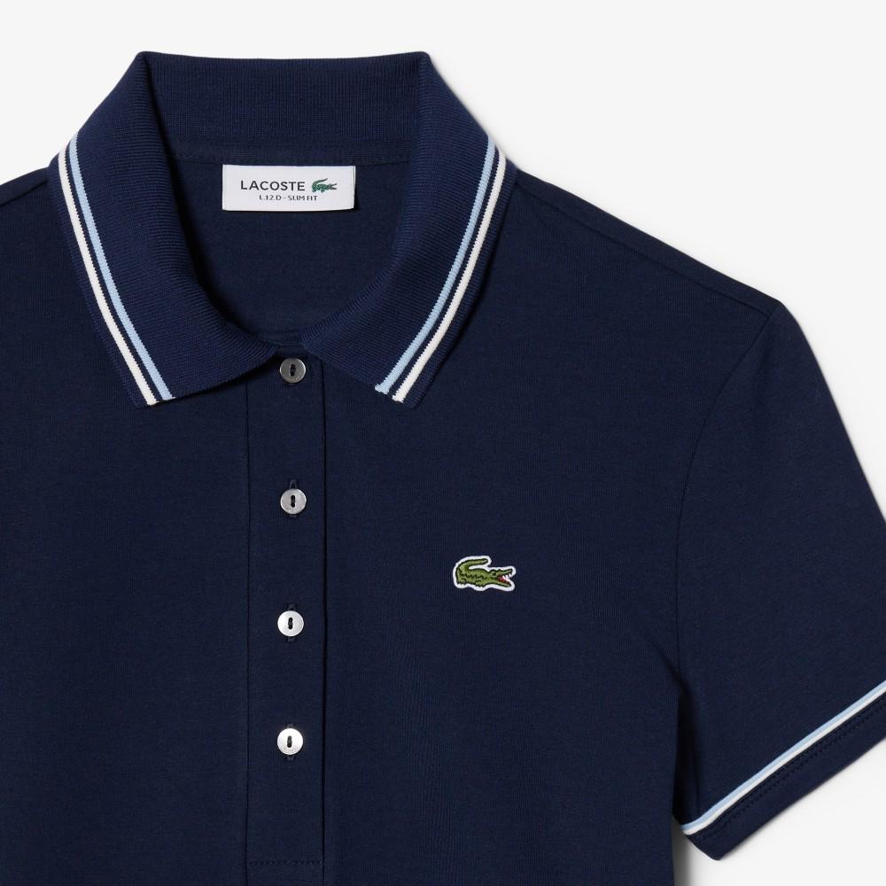 Lacoste Женская облегающая рубашка-поло с отделкой кантом DF5284-56G3UI
