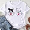 Teacup Dog Cute Cartoon Pattern T-Shirt Funny Printing Harajuku Womens Summer Round Neck Short Sleeve High Quality Tee Shirt Top