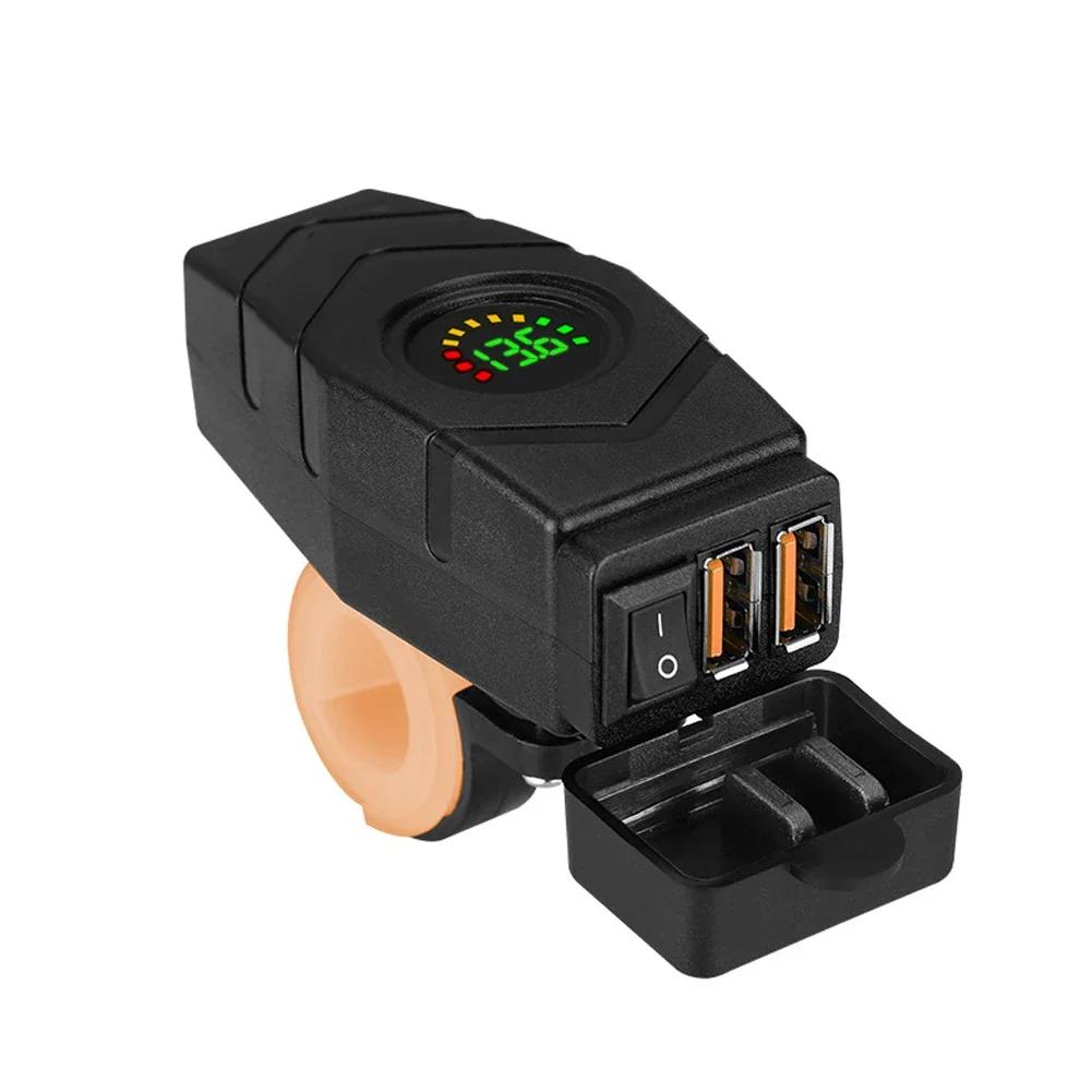 36 Вт QC3.0 USB-зарядное устройство для руля электровелосипеда с переключателем, двойной USB-адаптер для быстрой зарядки, водонепроницаемый чехол, 20-90 В, аксессуары для мотоциклов