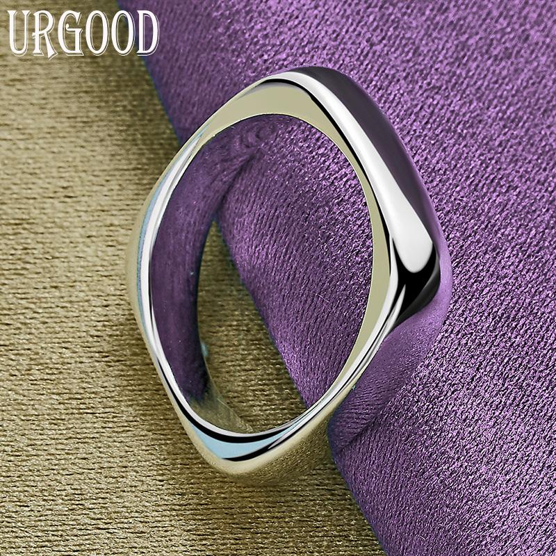 Квадратное кольцо из стерлингового серебра 925 пробы, подарок для вечеринки, модные украшения