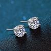 S925 Silver Stud Earrings Moissanite Earrings Classic Four-Claw Seiko Platinum Plated Simple Earrings