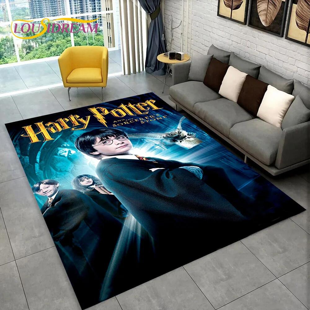 3D P-Potter Magic Academy Movie HD Rug Carpet for Living Room Bedroom Home Decor,Floor Mat Non-slip for Sofa Doormat Gift Kids
