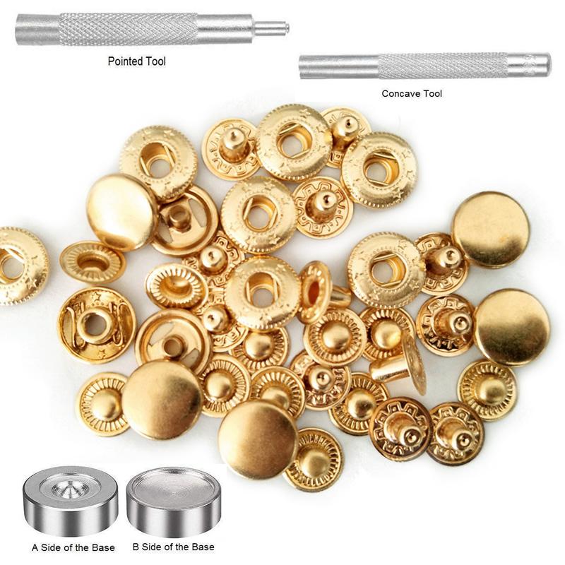 25 Компл./Упак. 10/12/15мм Металлические Кнопки-Кнопки Швейная Пуговица Кнопка-Застежка + 2шт Инструменты + 1шт Основание для Шитья Кожаное Ремесло Одежда Сумки