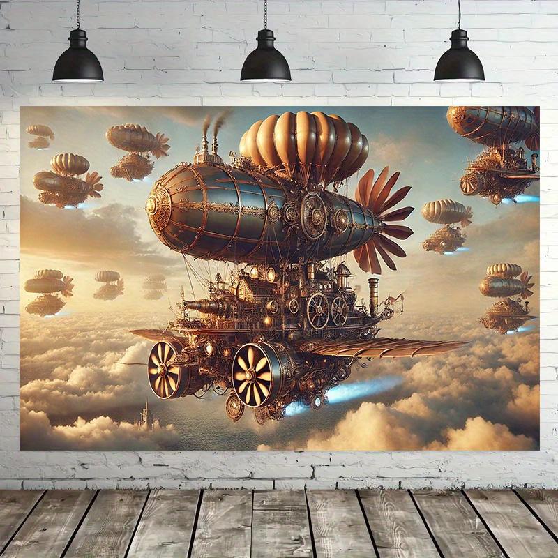 2D plane 1 dynamic steam-punk spaceship background decoration room garden