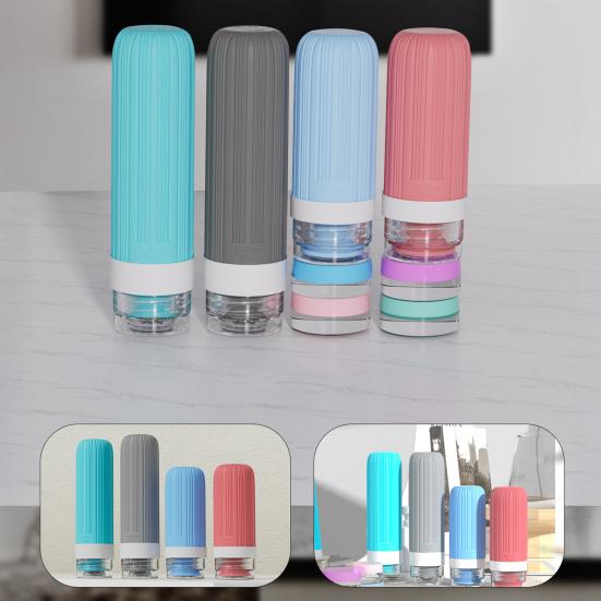1 набор 60/90 мл силиконовых дорожных бутылочек, герметичные, многоразовые, для хранения крема для лица, лосьона, солнцезащитного крема, портативные, многоразовые, пустые емкости для туалетных принадлежностей