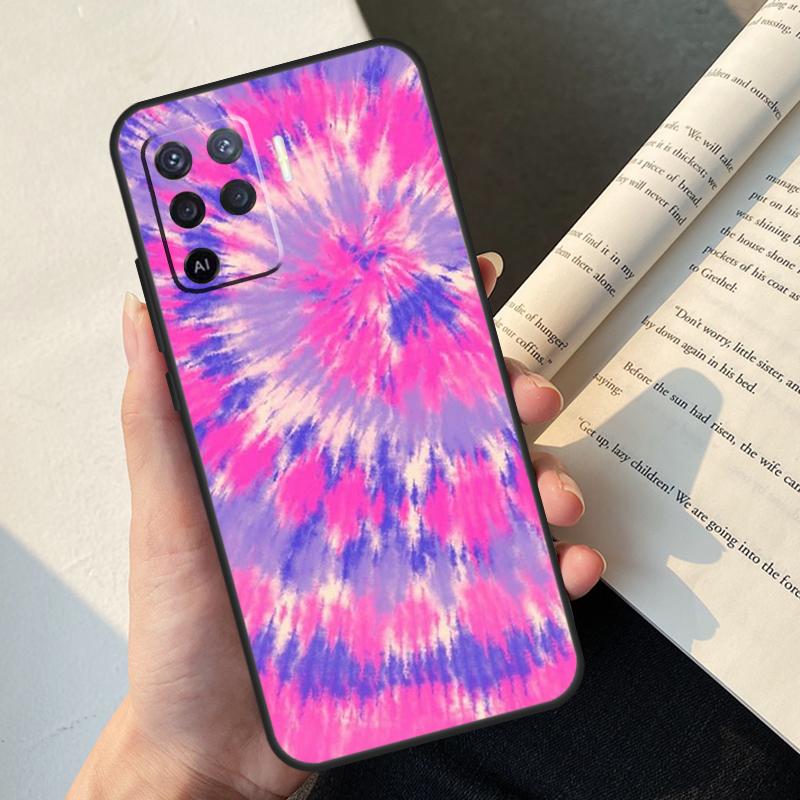 Rainbow Spiral Tie Dye Case For Oppo A58 A98 A78 A18 A38 A60 A80 A40 A77 A57 A17 A74 A54 A94 A96 A76 A16 A15 A5 Pro