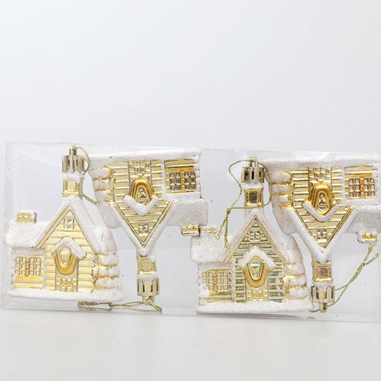 4 шт. рождественские подвески в форме снега, уютный дом, новогодний гальванический орнамент для рождественской елки, многоразовые подвески из нержавеющей стали, праздничный подарок