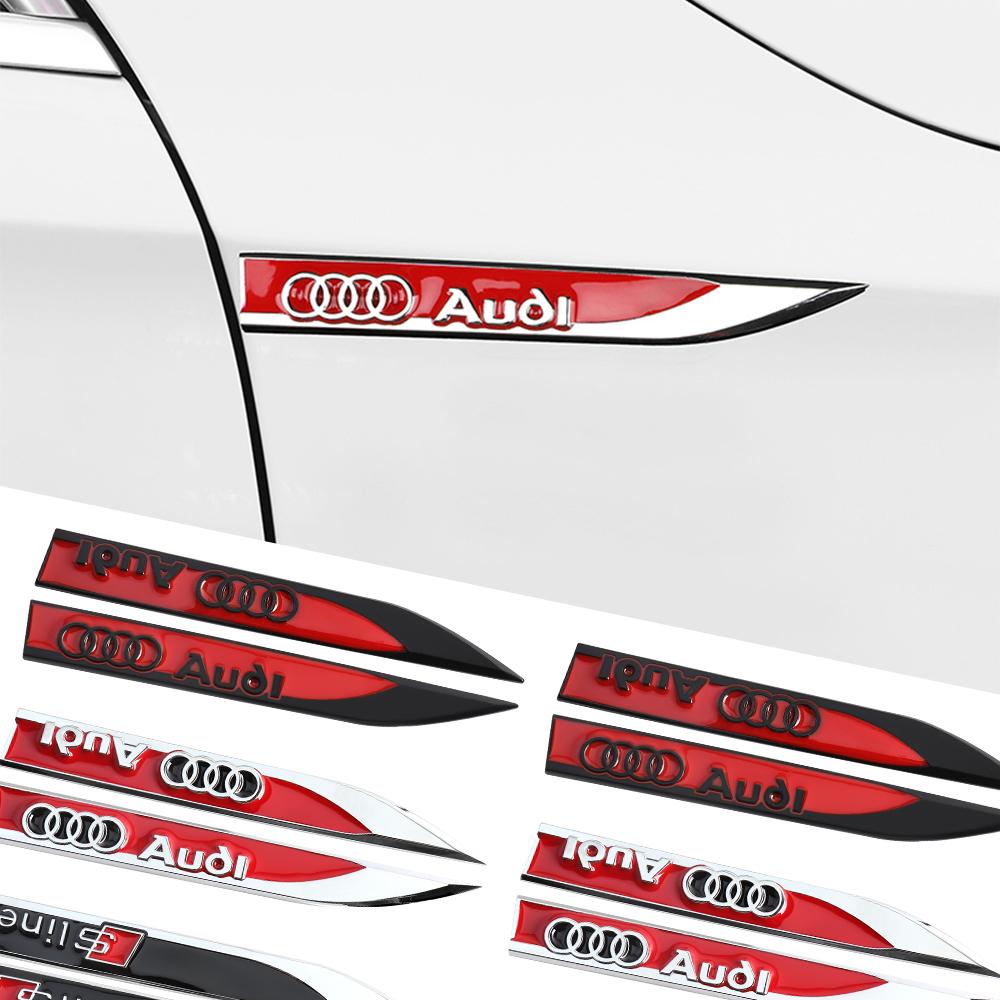 2PCS Metal Car Side Fender Stickers Badge Emblem Decoration Decal Accessories For sq Sline A1 A2 A3 A4 A5 A6 A8 Q3 Q5 B8 8V Q7