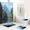 Landscape Shower Curtain Floor Mat Combination Four-Piece Set Bathroom Toilet Carpet Shower Room Mat Foot Mat