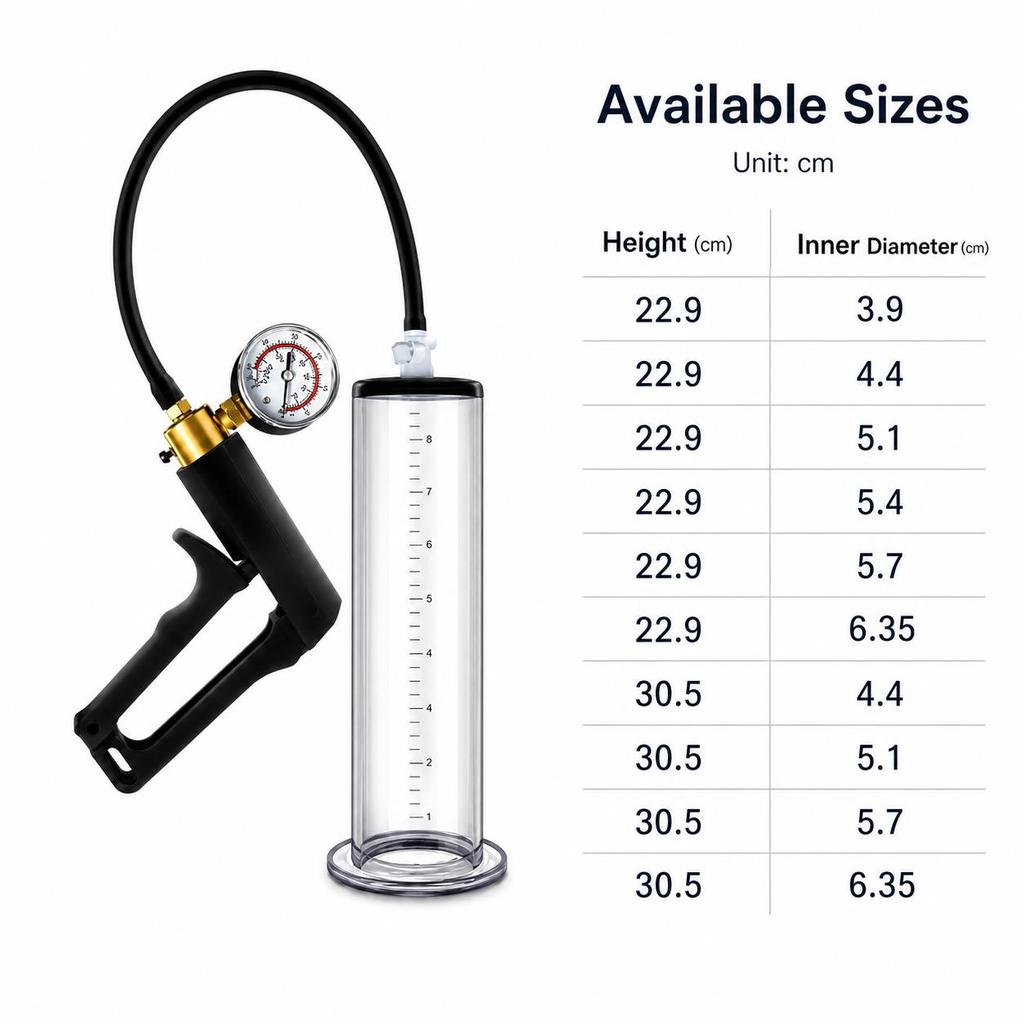 Male Vacuum Pump Kit with Acrylic Cylinder Metal Pressure Gauge Air Control Male Stamina Training Masturbation Sex Toy