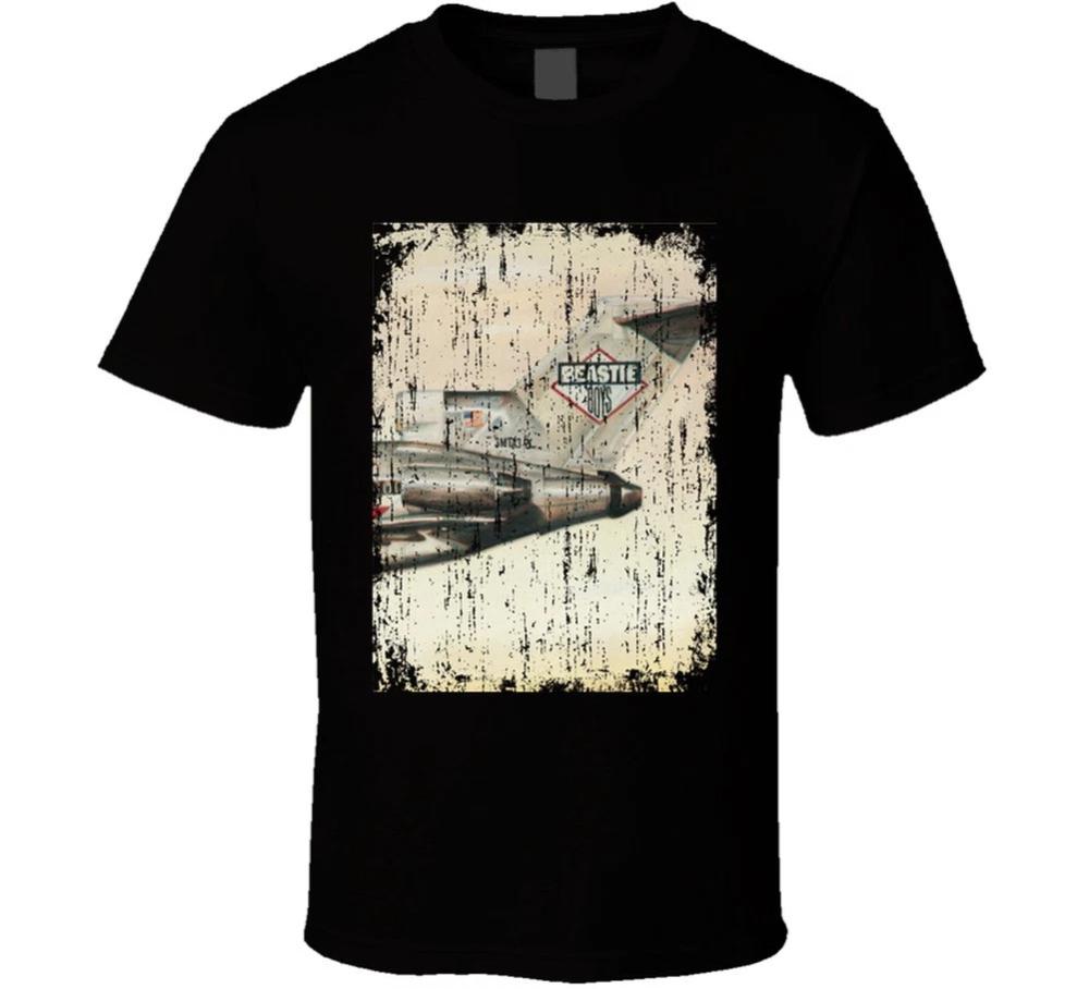 Beastie Boys Licensed To Ill 1986 Album Worn Look Cover Black T Shirt Unisexs Casual Loose Streetwear Suitable For All Seasons