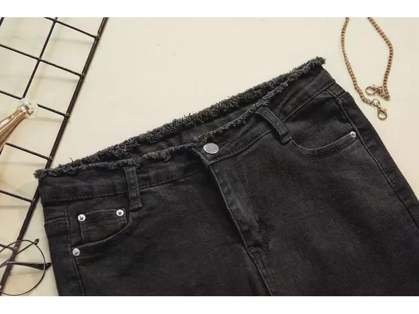 2024 Узкие черные джинсы скинни с высокой талией для женщин - корейский стиль