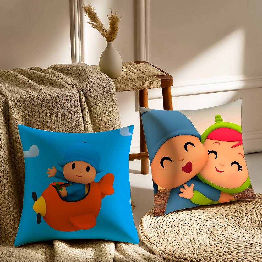 Милая наволочка с мультяшным принтом P-Pocoyo-MT, напечатанная, из матового флиса, подушка, нежная к коже, экологически чистая сублимационная печать