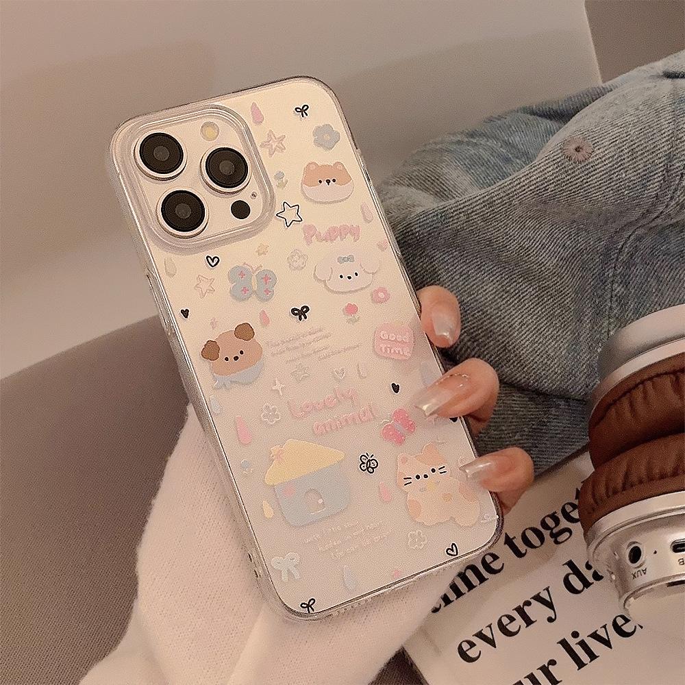Applicable Ins Cartoon Fun Puppy Sticker Apple 15pro Max Mobile Phone Case 16 Shell Iphone15 Soft 11