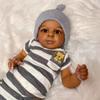 Cute 23 Inch Dark Skin Reborn Doll Jaylan Soft Touch Cloth Body Rebirth Baby Doll Hand-draw Hair Simulation Dolls for Kids Play House Toy Holiday Gift
