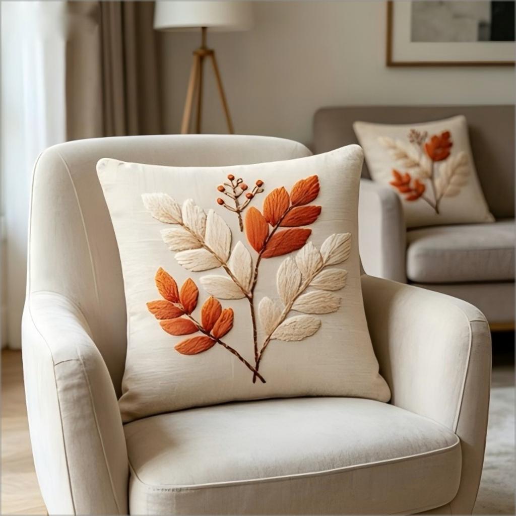 Fall Leaf Throw Pillow Cover Boho Autumn Botanical Berry Decorative Cushion Case For Sofa Living Room Home Decor