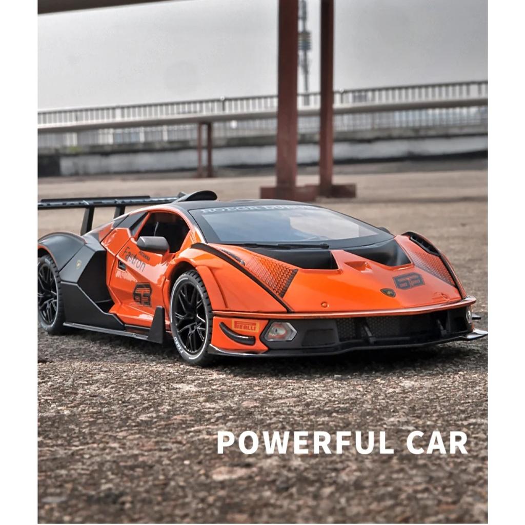 1/24 Lambos Essenza SCV12 Alloy Sports Car Model Diecast Sound Super Racing Lifting Tail Hot Car Wheel for Children Gifts