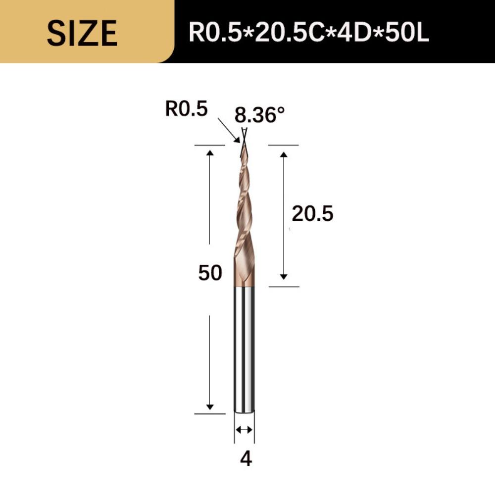 Solid Carbide Tapered Ball Nose End Mill Spiral Engraving Router Bits CNC Carving Bit Woodworking