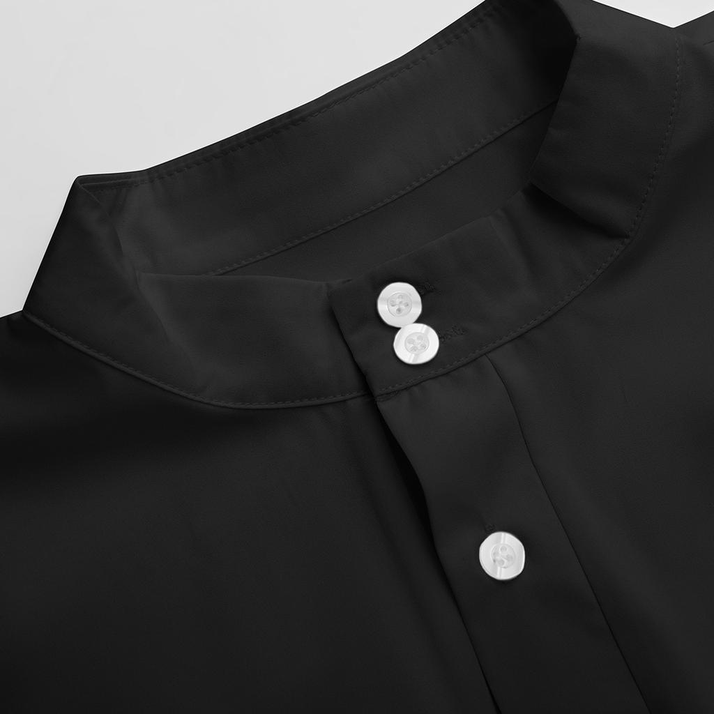 Однотонный стоячий воротник с длинными рукавами и карманами для мусульманских мужчин