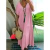 Summer Fashion New Women's Long Dress V- Neck Irregular Cotton Blended Elegant Large Size Casual Long Swing Vintage Dress