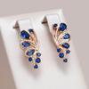 Elegant Blue Zircon Butterfly Drop Earrings for Women Rose Gold Color Ethnic Wedding Party Jewelry