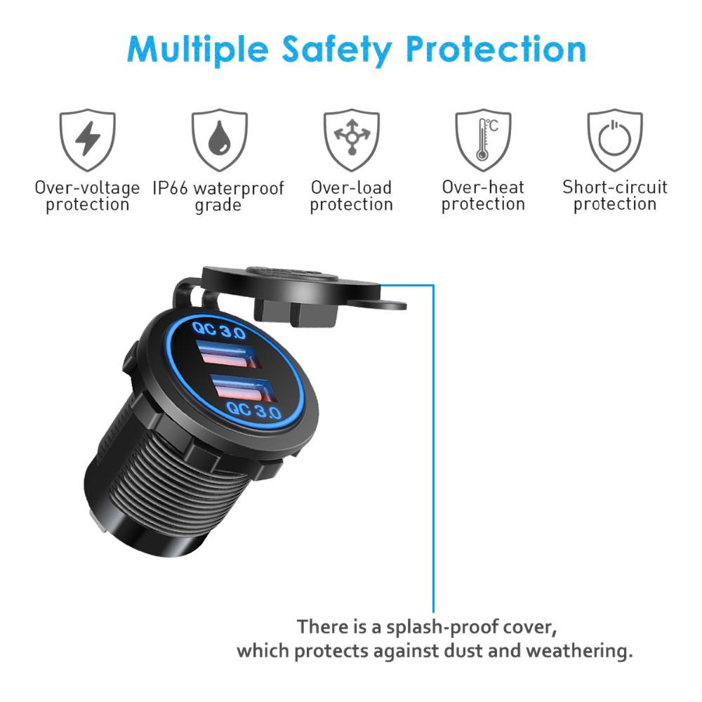 Автомобильное зарядное устройство с двумя USB-портами Qc 3.0, быстрое зарядное устройство USB, розетка 12 В-24 В, автомобильные розетки для прикуривателя, розетка