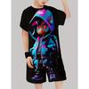 Комплект шорт с 3D-принтом в стиле аниме для мальчиков Розовые акценты, Повседневный круглый вырез, Обычный Уличный