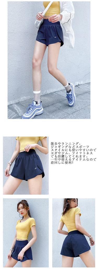 RAKUKOU Shorts with Sports Shorts for Yoga Size Women's Built-in Pockets, Running, Summer, Soft, Breathable, Stretchy, Sweat-Wicking, Quick-Drying,