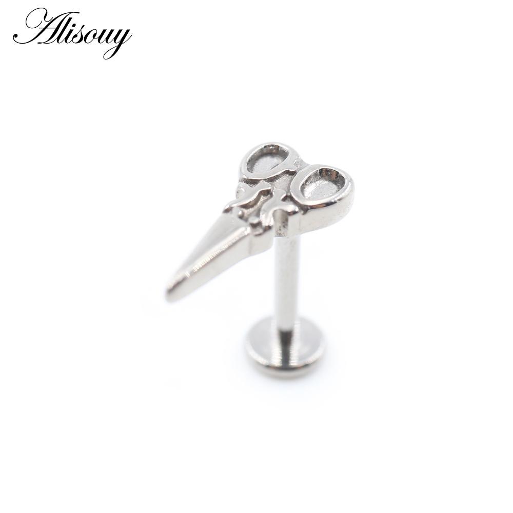 1 шт. титановая морская звезда, змея, ножницы, молоток, луна, циркон, лабрет, кольцо-гвоздик для губ, серьги для хряща уха, украшения для пирсинга тела