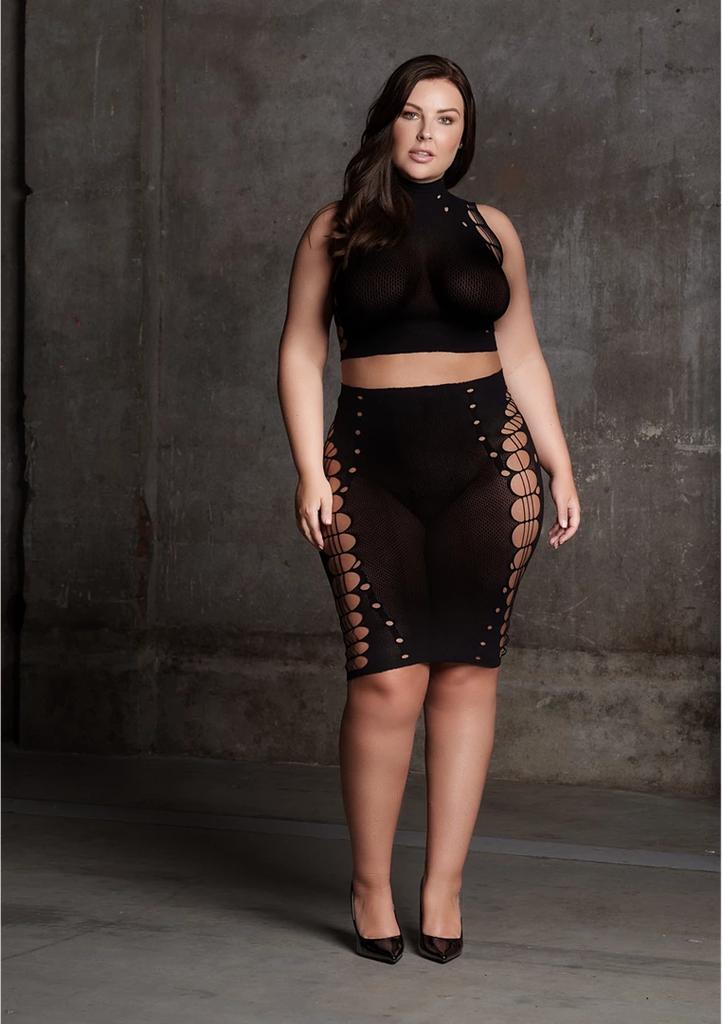 Le desir - Sexy set of top + shaping skirt Plus Size