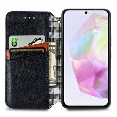 Для Samsung Galaxy A35 5G Чехол из ПУ кожи Ромбовидный отпечаток Кошелек Подставка Чехол для телефона