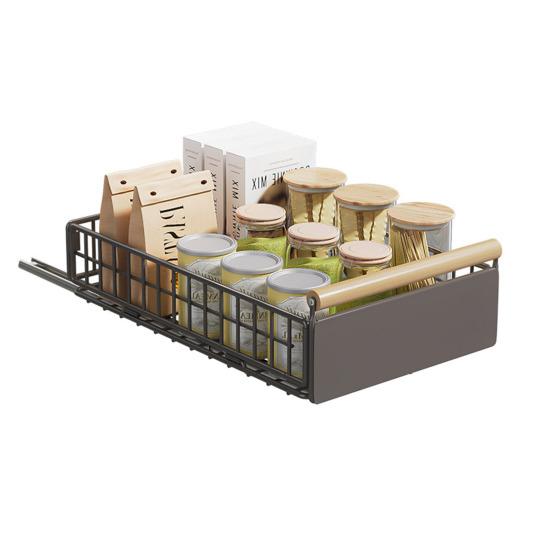 Drawer Rack Self-adhesive Sliding Rail No Drilling Foldable Heavy Duty Load Capacity Easily Pull-out Cabinet Organizer Seasoning