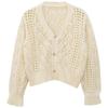 Hollow Out Knitted Sweater Outerwear for Women Cardigan Autumn 2023 Loose Short Outerwear Gentle Cardigan Sweater Female Top