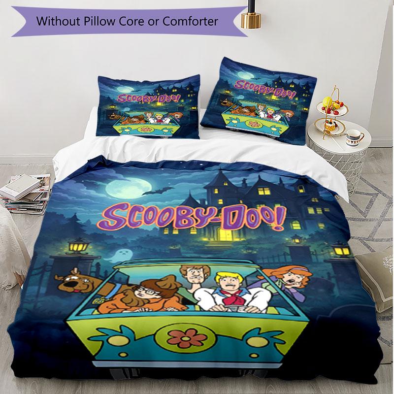 3pcs Duvet Cover Set (1*Duvet Cover + 2*Pillowcase, Without Core), Scooby Print Soft All‑Season Bedding Set, Home Bedroom Decor Gift