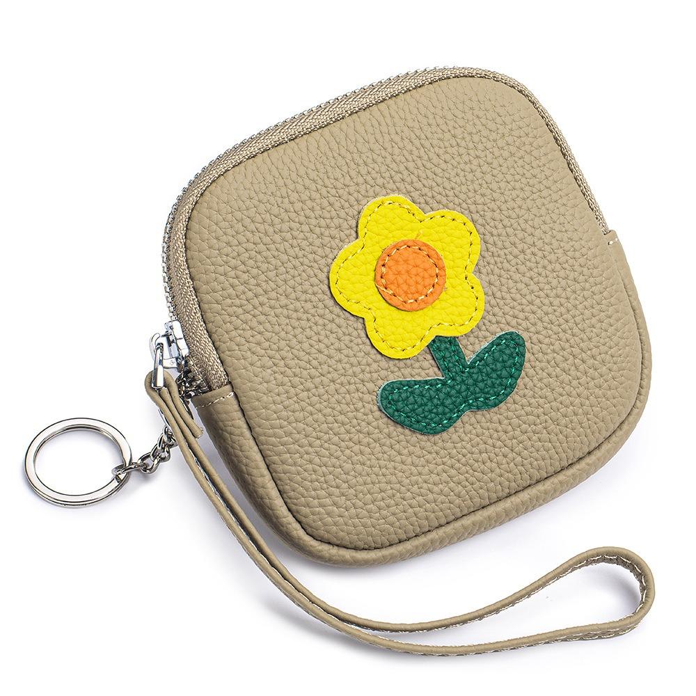 Multifunctional Mini Lipstick Bag with Keychain Earphone Storage Bag Small Flower Wallet  For Mom