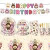 Labubu Cartoon Party Tableware Set, Disposable Tablecloth for Children's Birthday Decoration, Birthday Arrangement